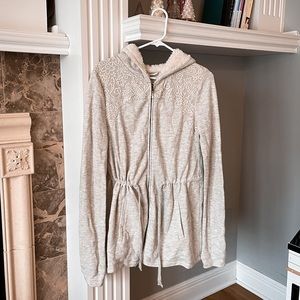 Anthropologie | Saturday Sunday Hooded heather grey cardigan | L